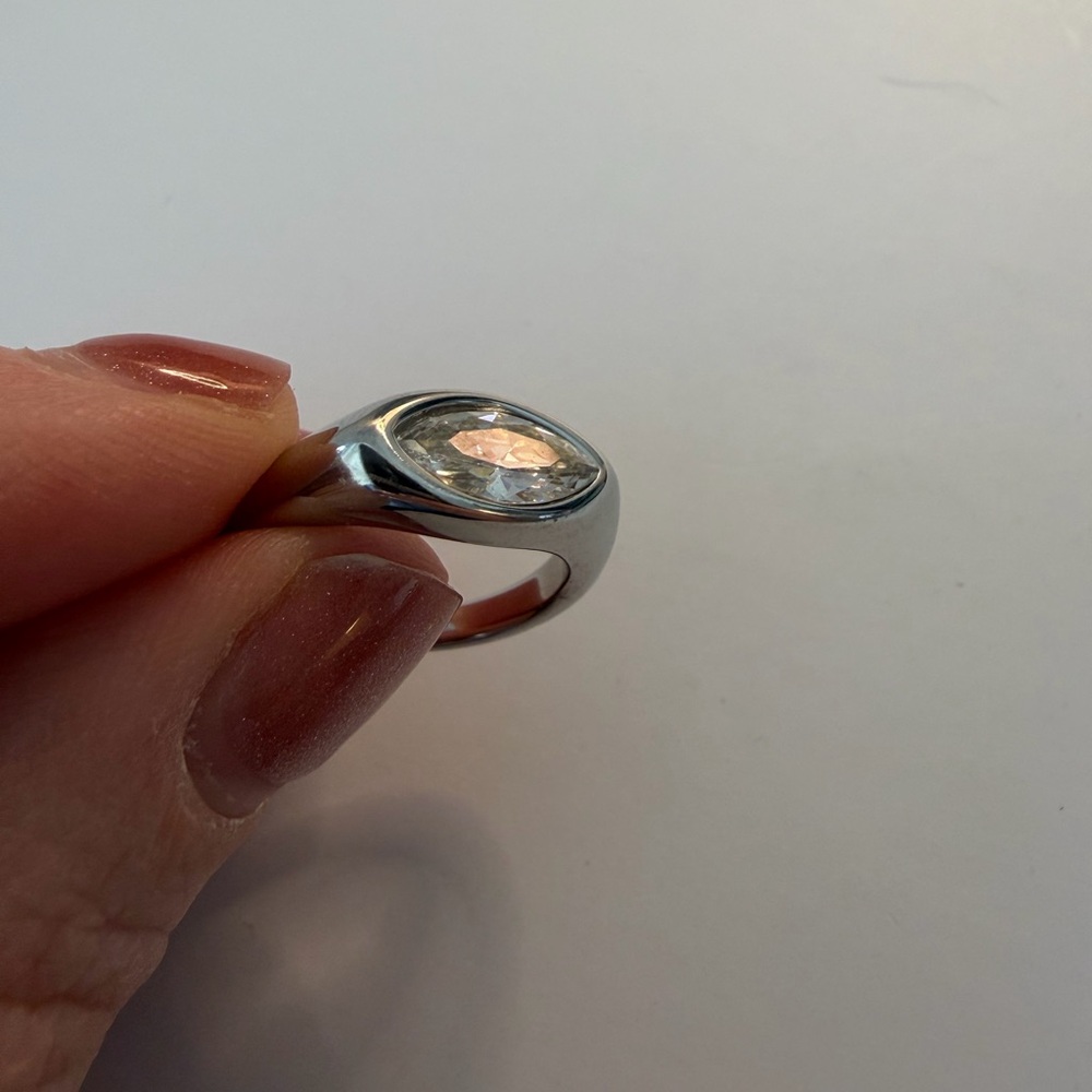 East West Ring with Clear Gemstone